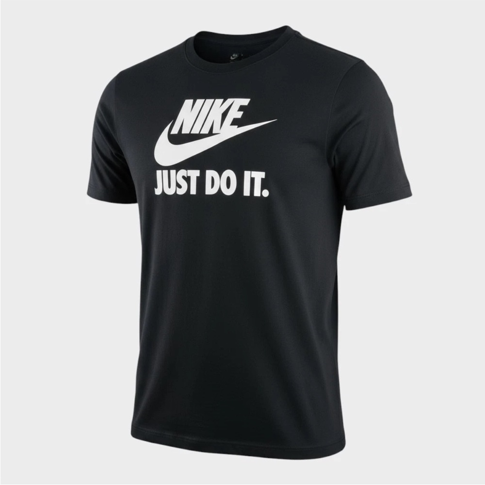 Nike Men's Black and White Just Do It The Nike Tee Dri-Fit Activewear Large
